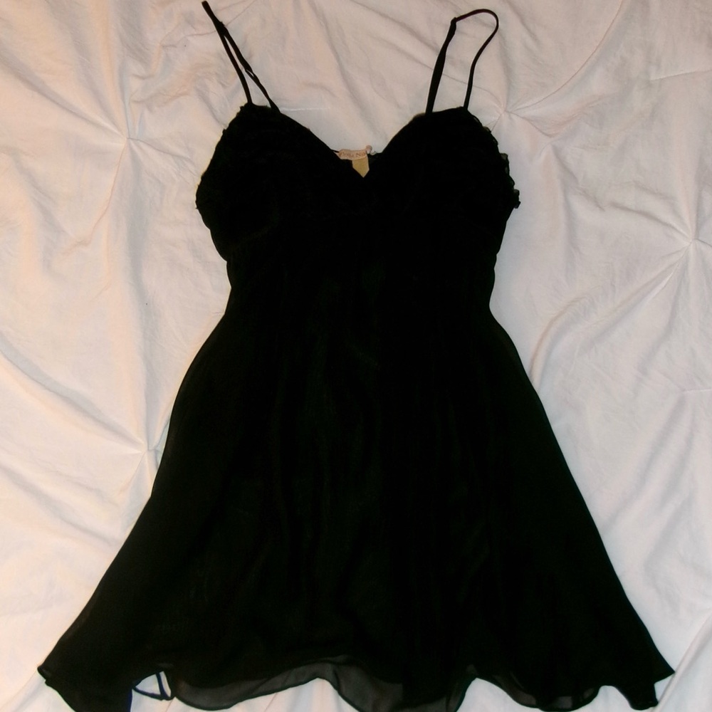 y2k Sheer Black Spaghetti Strap Lingerie Slip Dress